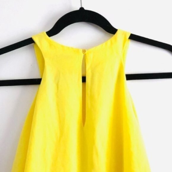 Bar III Dress S NWT Macy’s Yellow Popover Electric Citron Keyhole - Picture 7 of 11